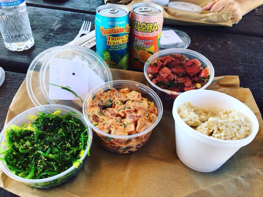 Packed Hawaiian food