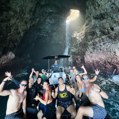 a group of people in a swimming pool